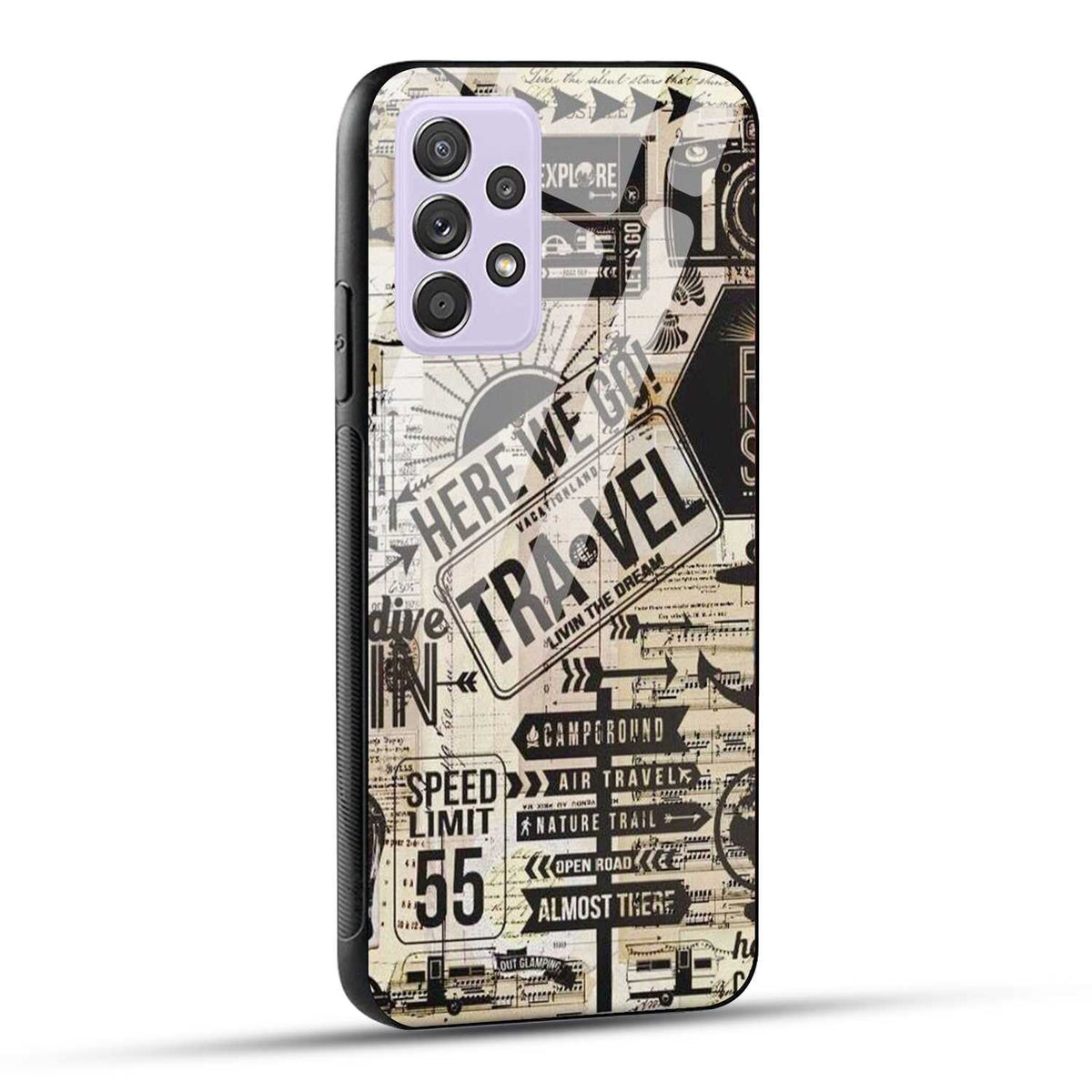 Samsung Galaxy A52 Back Cover Here We Go Travel Printed Glass Case