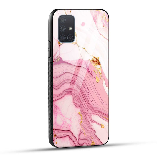 Samsung Galaxy A71 Back Cover Pink Marble Printed Glass Case
