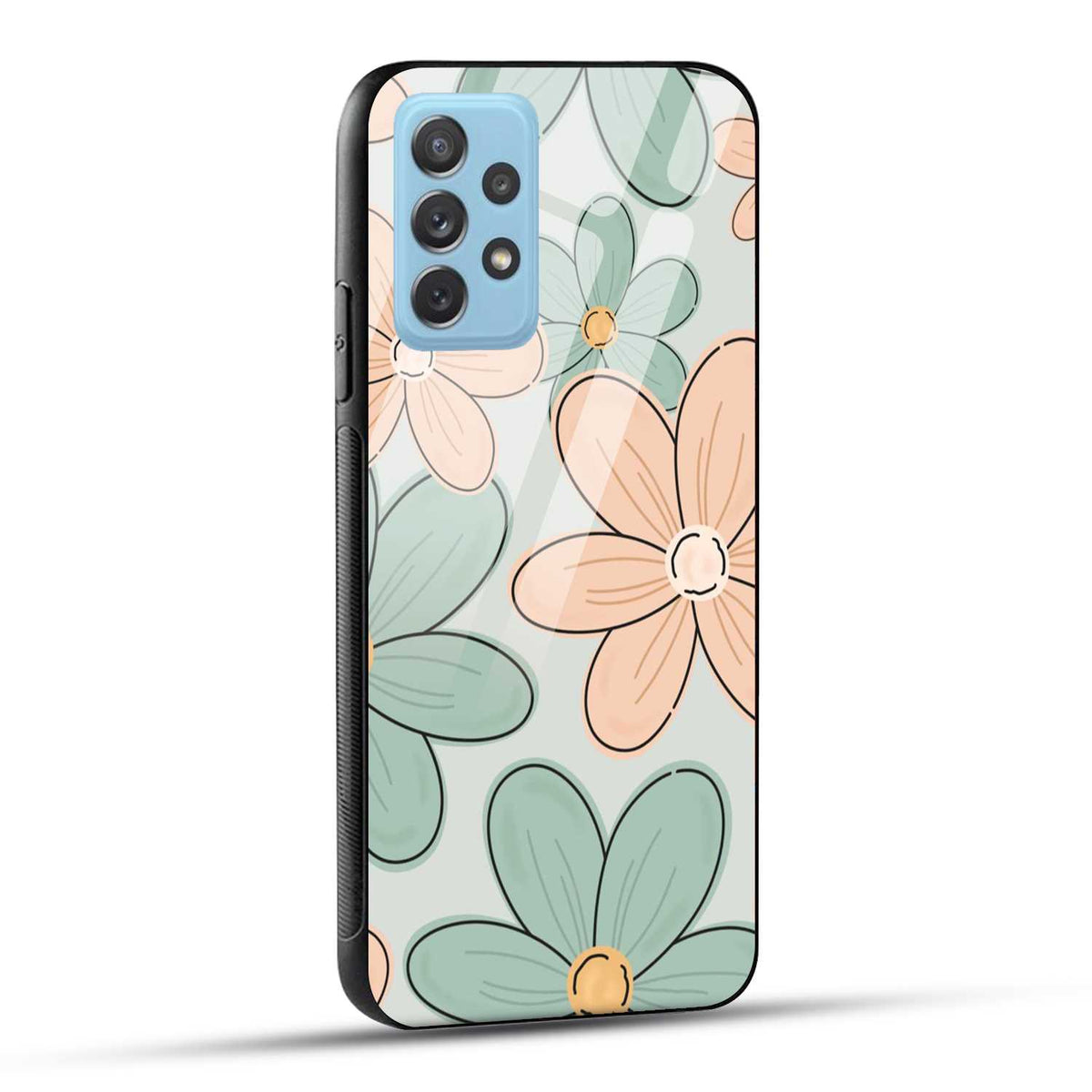 Samsung Galaxy A72 Back Cover Aesthetic Flower Printed Glass Case