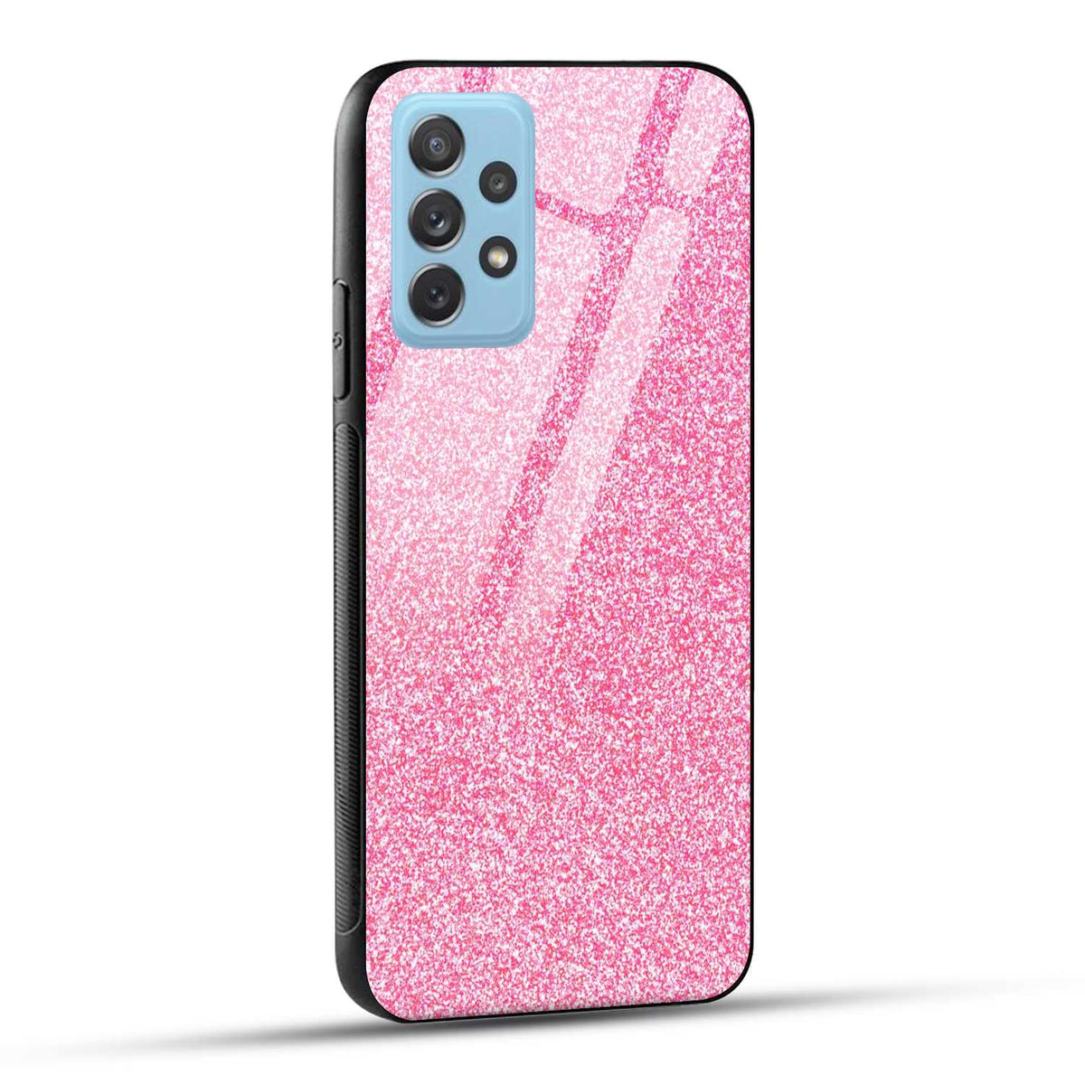 Samsung Galaxy A72 Back Cover Pink Glitter Printed Glass Case