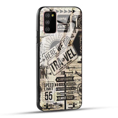 Samsung Galaxy M02s Back Cover Here We Go Travel Printed Glass Case