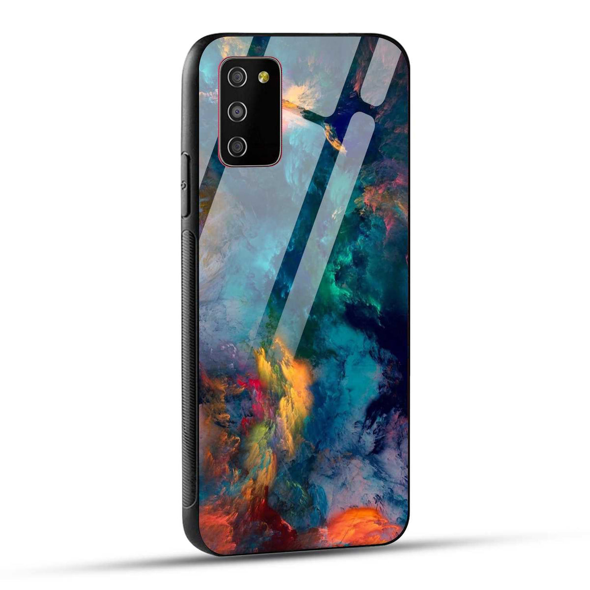 Samsung Galaxy M02s Back Cover Abstract Color Printed Glass Case