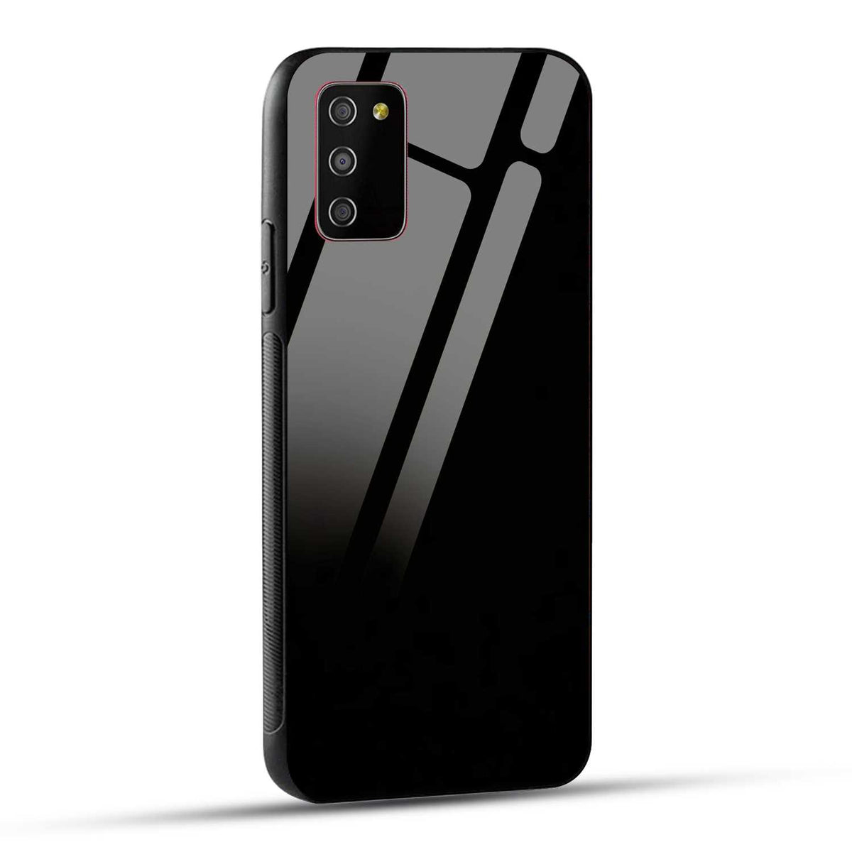Samsung Galaxy M02s Back Cover Solid Black Printed Glass Case