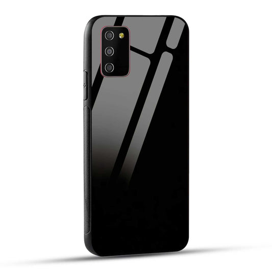 Samsung Galaxy M02s Back Cover Solid Black Printed Glass Case