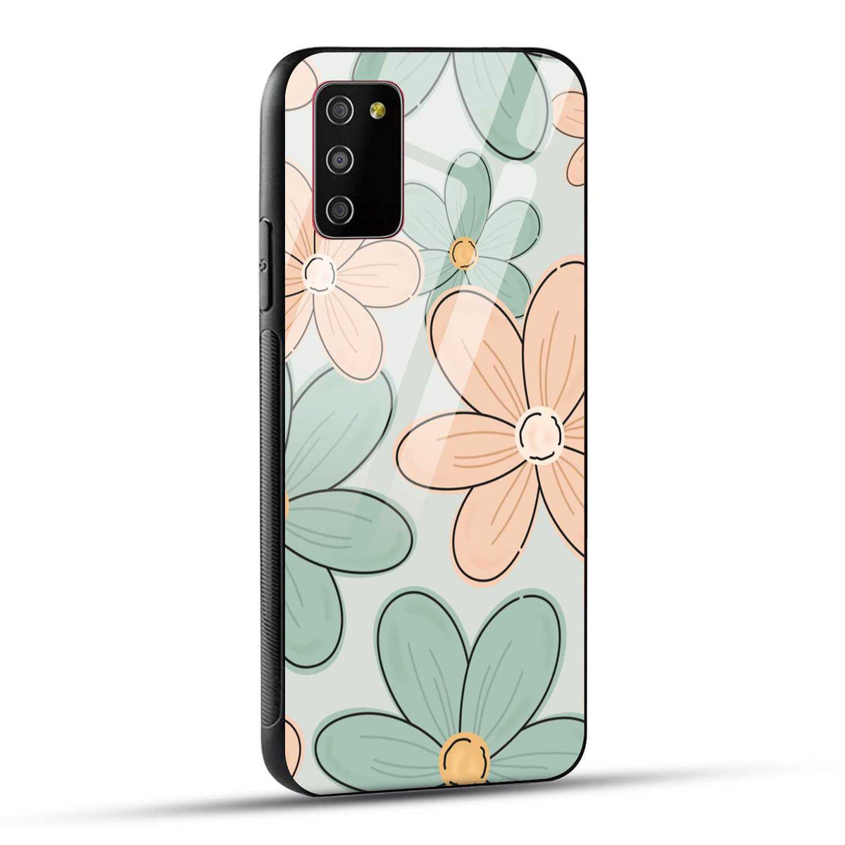 Samsung Galaxy M02s Back Cover Aesthetic Flower Printed Glass Case