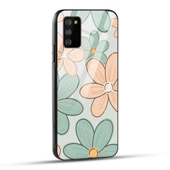 Samsung Galaxy M02s Back Cover Aesthetic Flower Printed Glass Case