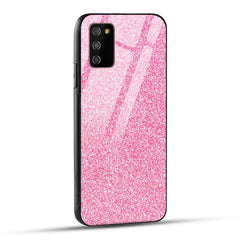Samsung Galaxy M02s Back Cover Pink Glitter Printed Glass Case