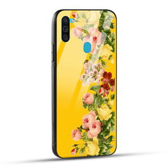 Samsung Galaxy M11 Back Cover Yellow Flowers Printed Glass Case
