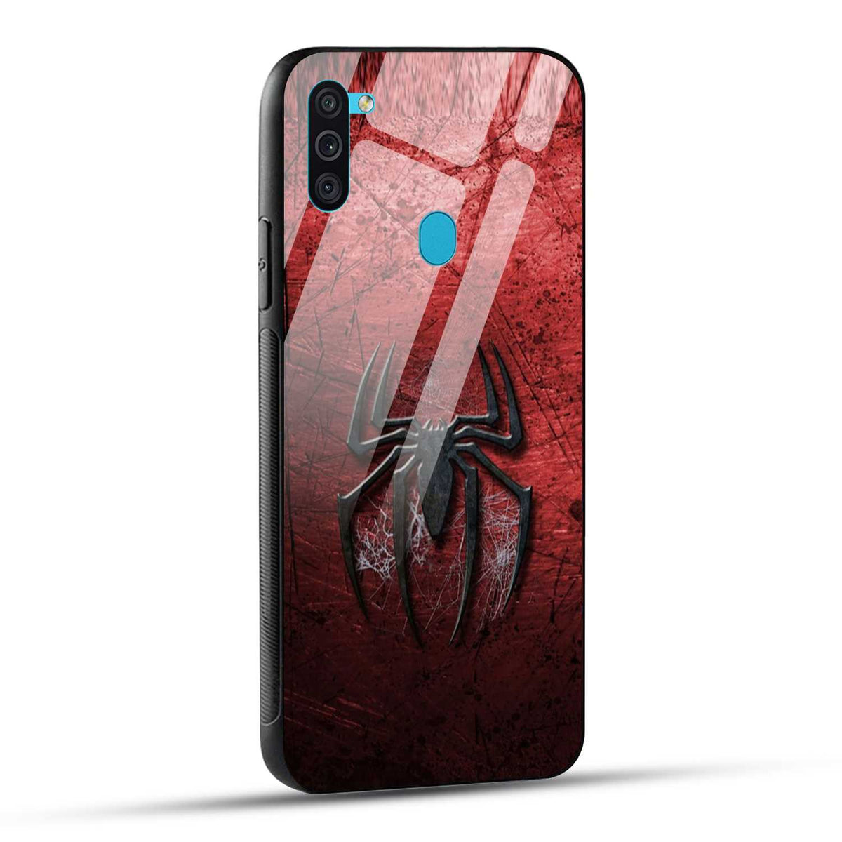 Samsung Galaxy M11 Back Cover Red Spider Printed Glass Case