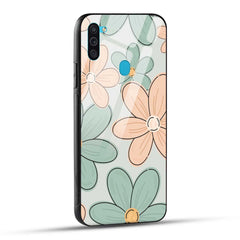 Samsung Galaxy M11 Back Cover Aesthetic Flower Printed Glass Case