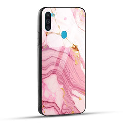 Samsung Galaxy M11 Back Cover Pink Marble Printed Glass Case