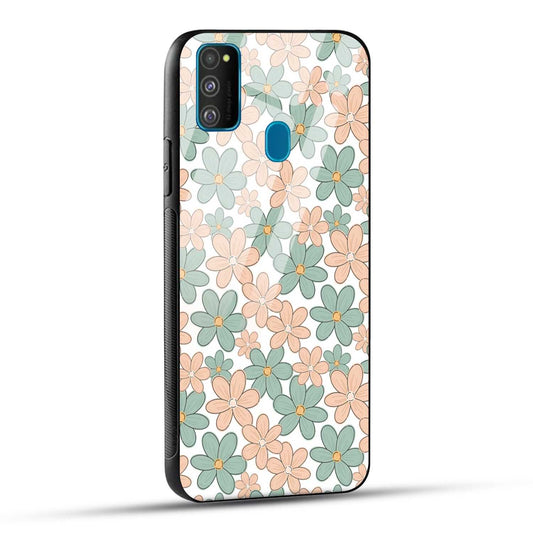 Samsung Galaxy M30s Back Cover Aesthetic Flowers Printed Glass Case