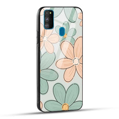 Samsung Galaxy M30s Back Cover Aesthetic Flower Printed Glass Case