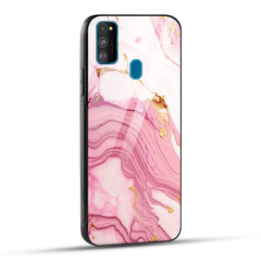 Samsung Galaxy M30s Back Cover Pink Marble Printed Glass Case