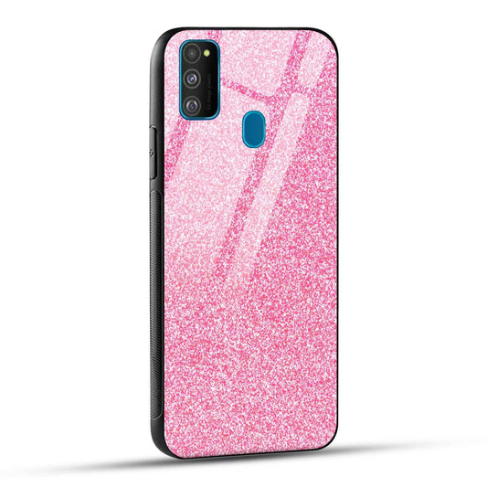 Samsung Galaxy M30s Back Cover Pink Glitter Printed Glass Case