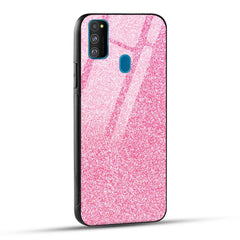 Samsung Galaxy M30s Back Cover Pink Glitter Printed Glass Case