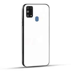 Samsung Galaxy M31 Back Cover Plain White Printed Glass Case