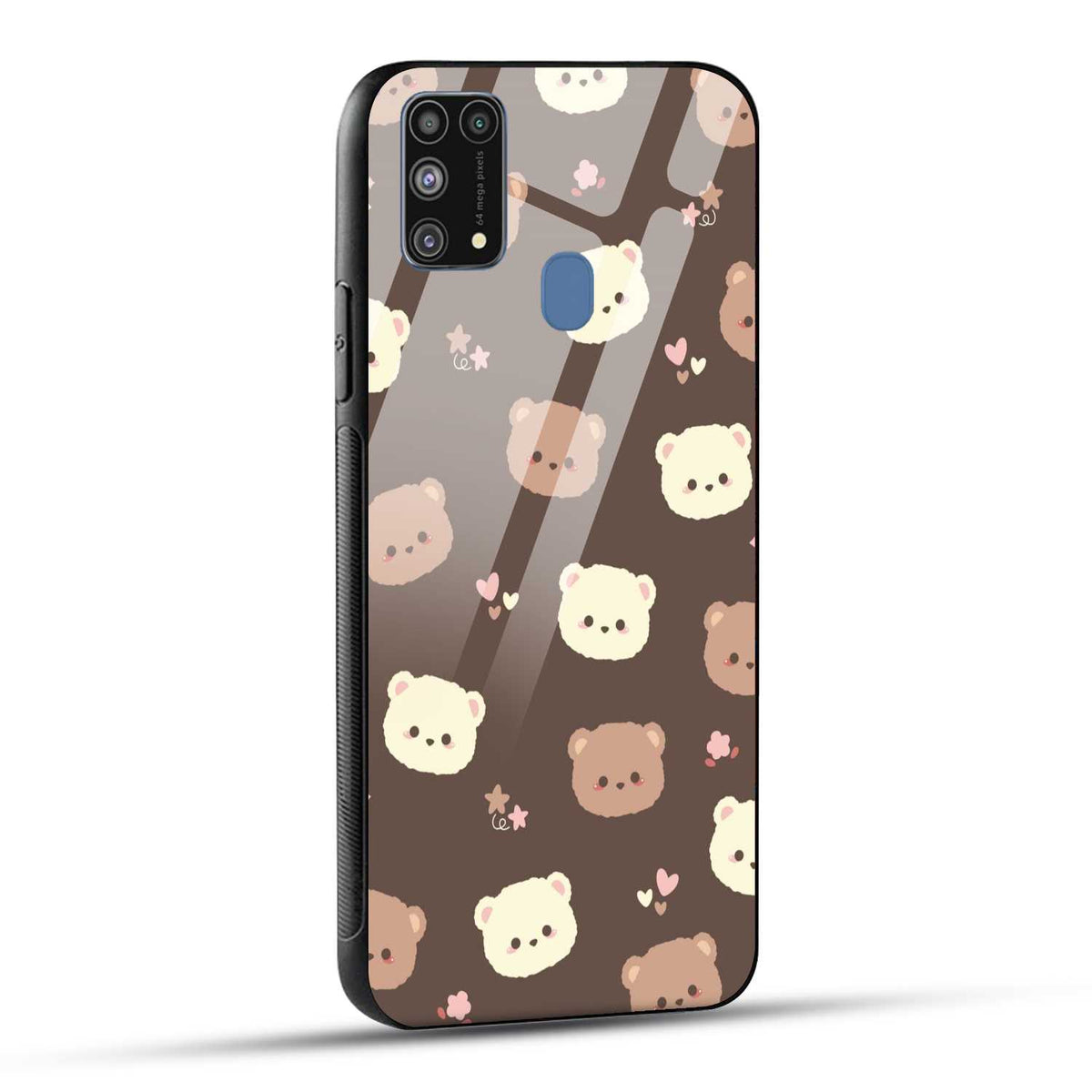 Samsung Galaxy M31 Back Cover Brown Illustration Cute Bear Pattern Printed Glass Case