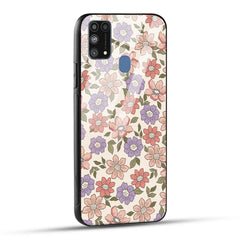 Samsung Galaxy M31 Back Cover Flowers In Retro  Printed Glass Case