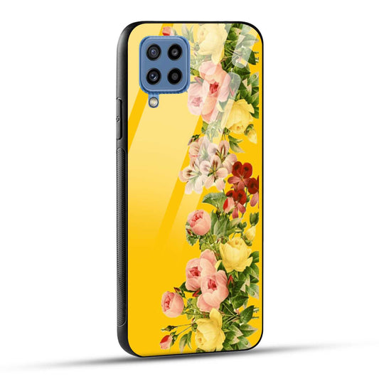 Samsung Galaxy M53 5G Back Cover Yellow Flowers Printed Glass Case