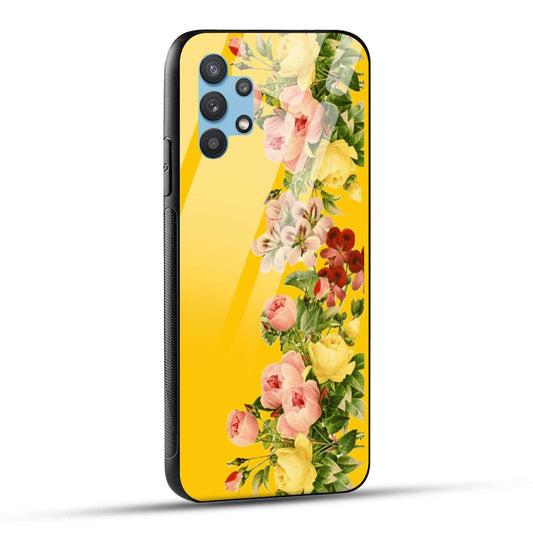 Samsung Galaxy M32 5G Back Cover Yellow Flowers Printed Glass Case