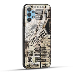 Samsung Galaxy M32 5G Back Cover Here We Go Travel Printed Glass Case