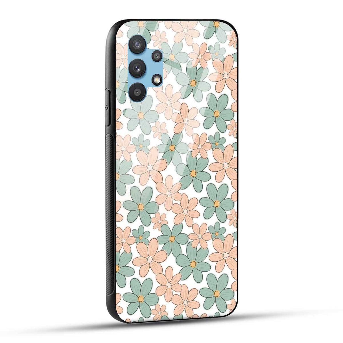 Samsung Galaxy A32 Back Cover Aesthetic Flowers Printed Glass Case