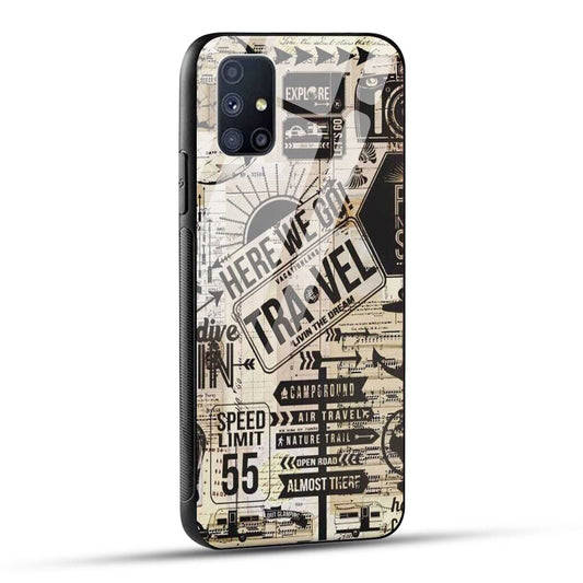 Samsung Galaxy M51 Back Cover Here We Go Travel Printed Glass Case