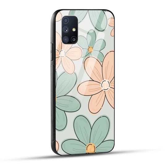 Samsung Galaxy M51 Back Cover Aesthetic Flower Printed Glass Case