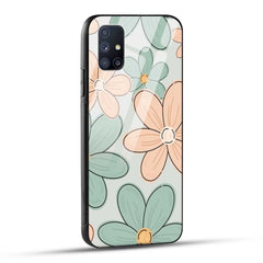 Samsung Galaxy M51 Back Cover Aesthetic Flower Printed Glass Case