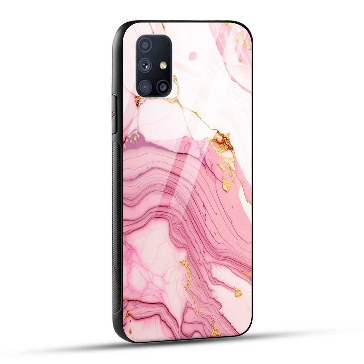 Samsung Galaxy M51 Back Cover Pink Marble Printed Glass Case