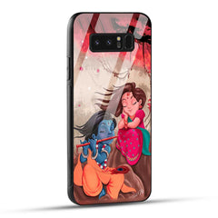 Samsung Galaxy Note 8 Back Cover Lord Krishna with His Flute & Radha Printed Glass Case