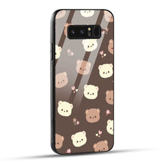 Samsung Galaxy Note 8 Back Cover Brown Illustration Cute Bear Pattern Printed Glass Case