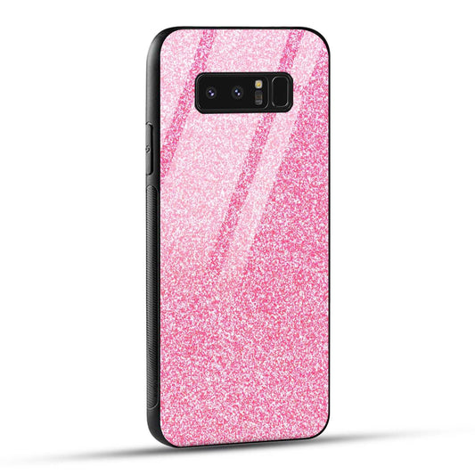 Samsung Galaxy Note 8 Back Cover Pink Glitter Printed Glass Case