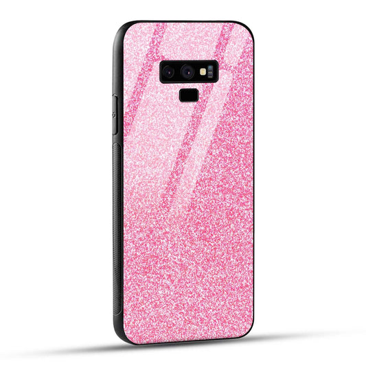Samsung Galaxy Note 9 Back Cover Pink Glitter Printed Glass Case