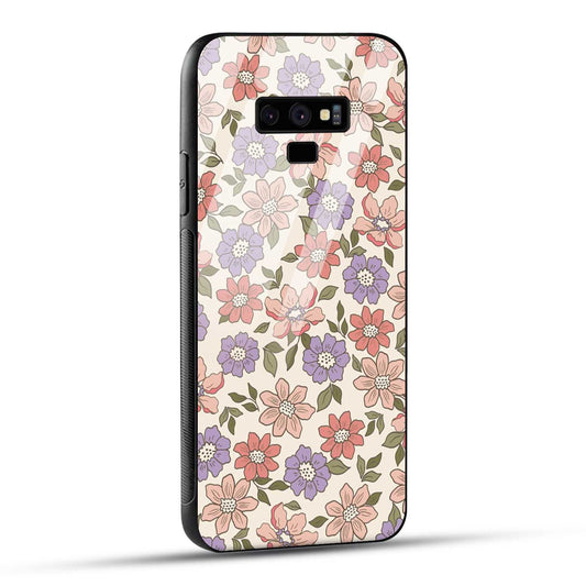 Samsung Galaxy Note 9 Back Cover Flowers In Retro  Printed Glass Case