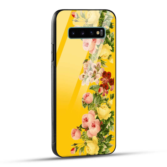 Samsung Galaxy S10 Plus Back Cover Yellow Flowers Printed Glass Case