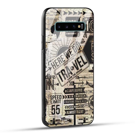 Samsung Galaxy S10 Plus Back Cover Here We Go Travel Printed Glass Case