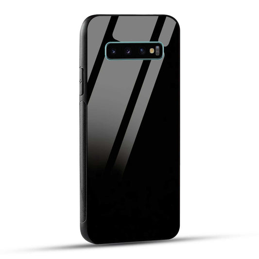 Samsung Galaxy S10 Plus Back Cover Solid Black Printed Glass Case