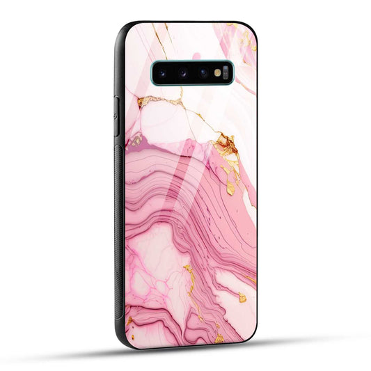 Samsung Galaxy S10 Plus Back Cover Pink Marble Printed Glass Case