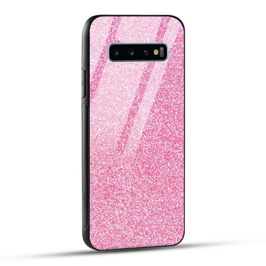 Samsung Galaxy S10 Plus Back Cover Pink Glitter Printed Glass Case