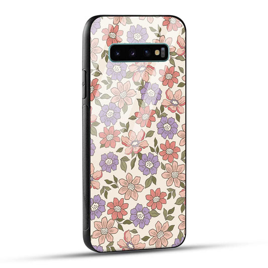 Samsung Galaxy S10 Plus Back Cover Flowers In Retro  Printed Glass Case