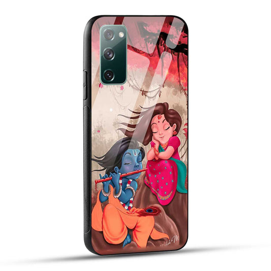 Samsung Galaxy S20 FE Back Cover Lord Krishna with His Flute & Radha Printed Glass Case