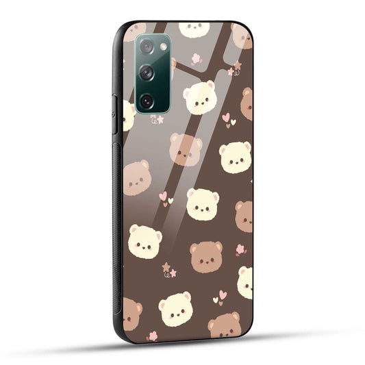 Samsung Galaxy S20 FE Back Cover Brown Illustration Cute Bear Pattern Printed Glass Case