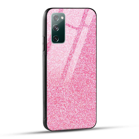 Samsung Galaxy S20 FE Back Cover Pink Glitter Printed Glass Case