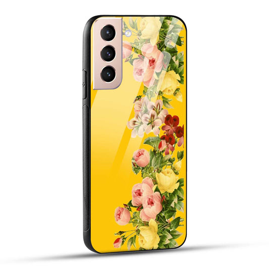 Samsung Galaxy S21 5G Back Cover Yellow Flowers Printed Glass Case