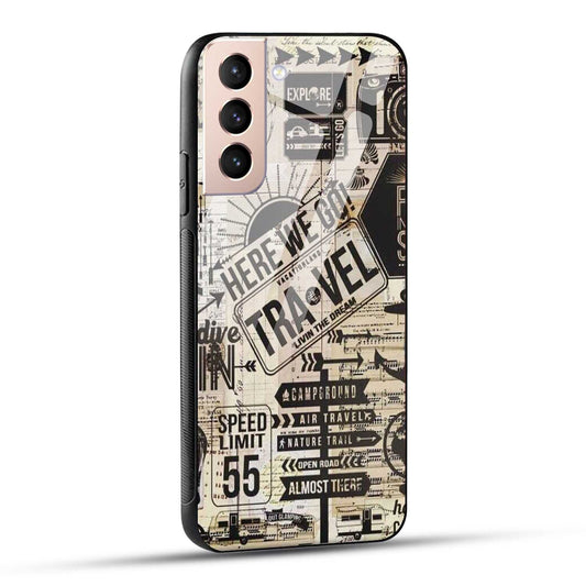 Samsung Galaxy S21 5G Back Cover Here We Go Travel Printed Glass Case