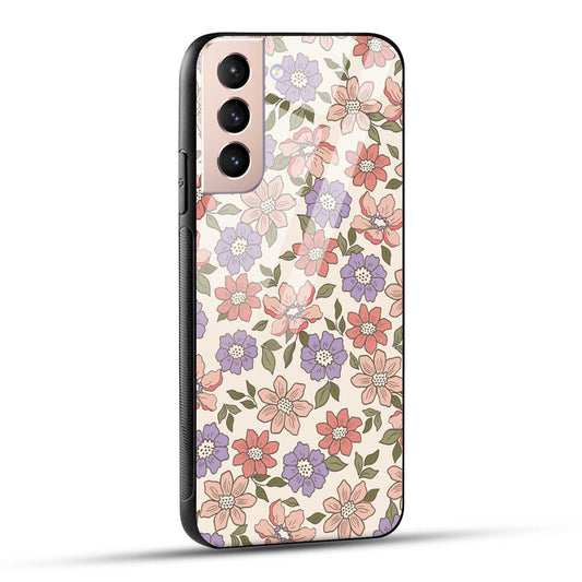Samsung Galaxy S21 5G Back Cover Flowers In Retro  Printed Glass Case