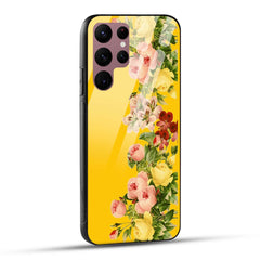 Samsung Galaxy S22 Ultra 5G Back Cover Yellow Flowers Printed Glass Case