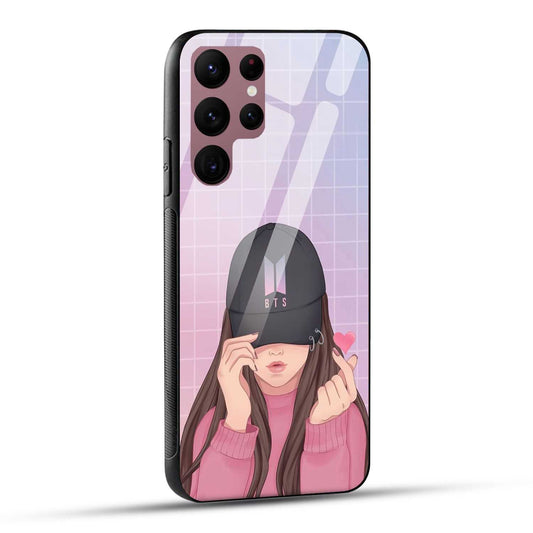 Samsung Galaxy S22 Ultra 5G Back Cover Cap Girl Printed Glass Case